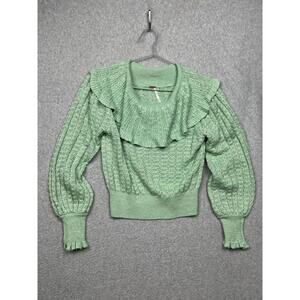 Free People Linen Blend Knit Sweater Womens S Off Shoulder Boho Costal Prairie